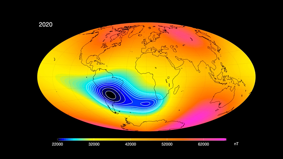 スウォーム衛星がみた“南大西洋異常帯”の地球磁場の弱まり | アストロ