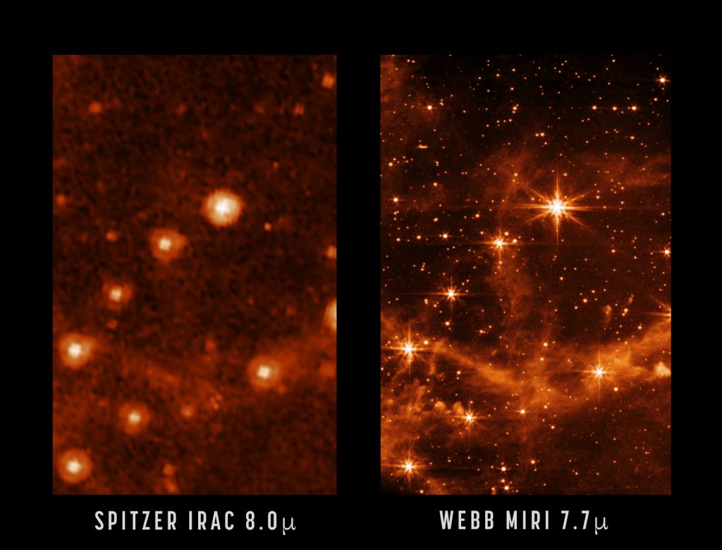 Credit: NASA/JPL-Caltech (left), NASA/ESA/CSA/STScI (right)