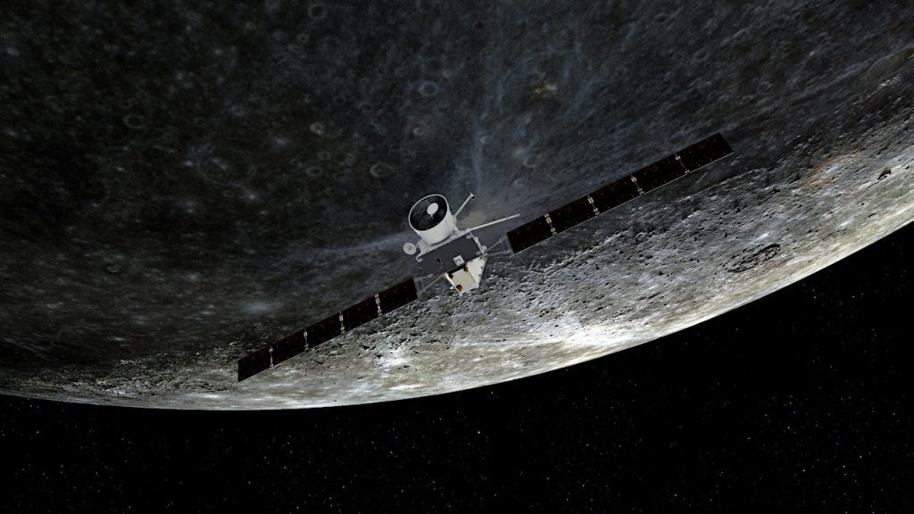 水星をフライバイするベピコロンボの想像図。Image Credit: ESA/ATG medialab