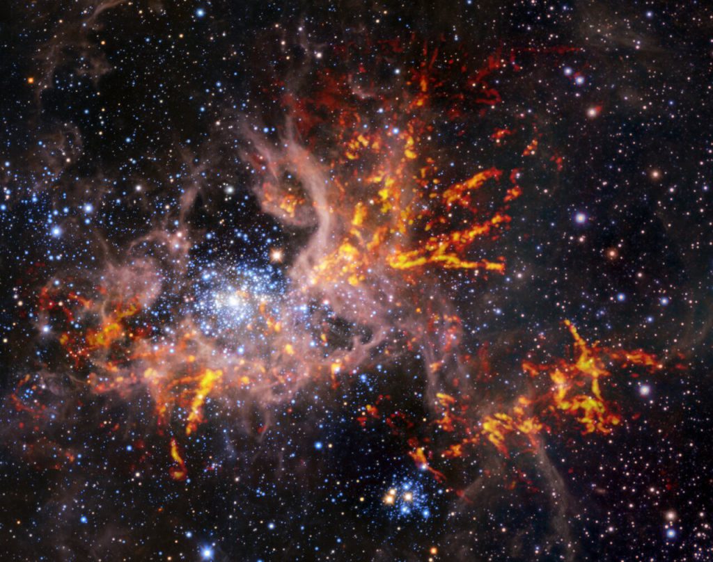 Credit: ESO, ALMA (ESO/NAOJ/NRAO)/Wong et al., ESO/M.-R. Cioni/VISTA Magellanic Cloud survey. Acknowledgment: Cambridge Astronomical Survey Unit