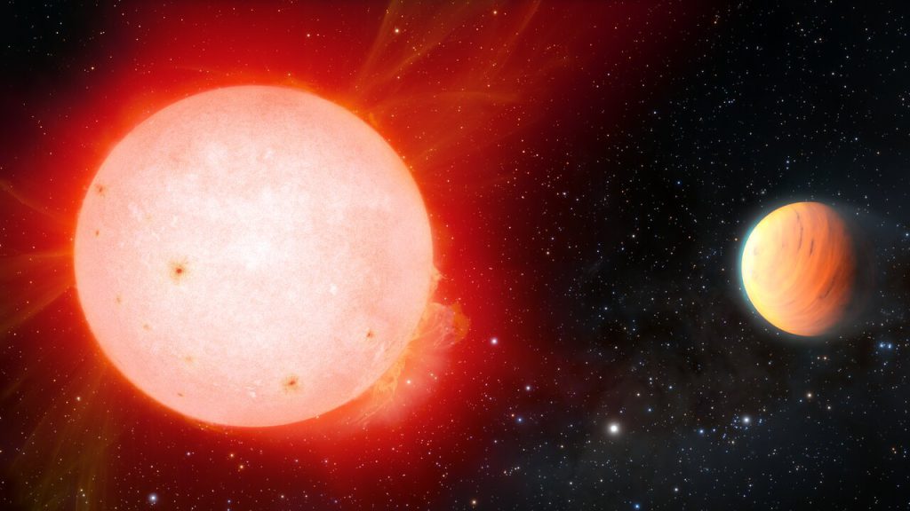 赤色矮星と惑星TOI-3757 bの想像図