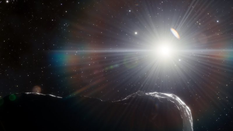 地球の公転軌道よりも太陽に近づく小惑星の想像図。Image Credit: DOE/FNAL/DECam/CTIO/NOIRLab/NSF/AURA/J. da Silva/Spaceengine