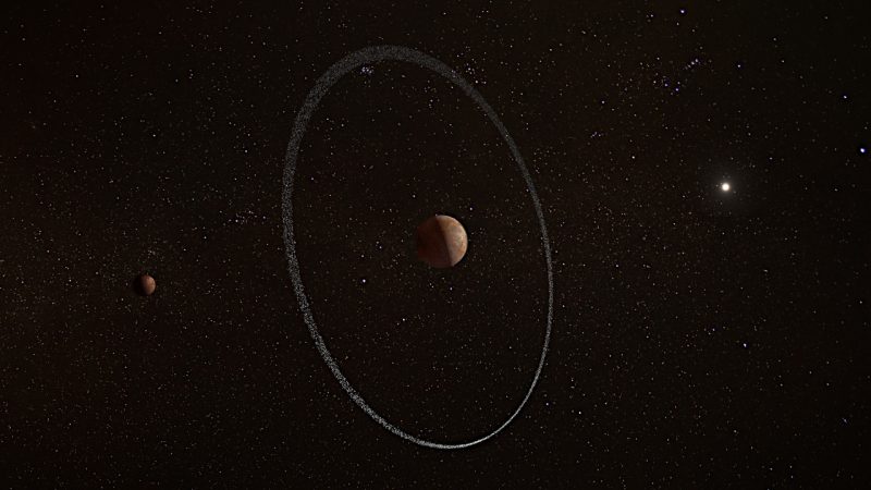 クワオアーとリングの想像図。左には衛星ウェイウォットが描かれています。