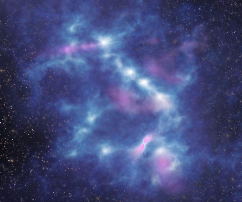 赤外線暗黒星雲の内部構造の想像図。Image Credit: ALMA (ESO/NAOJ/NRAO), K. Morii et al.