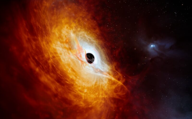 クエーサーJ059-4351に存在する超巨大ブラックホールの想像図